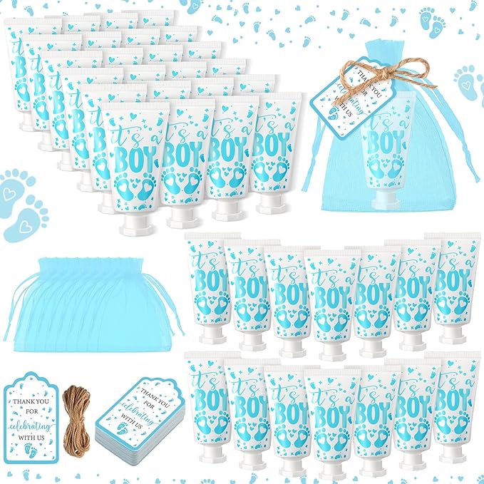 48 Sets Baby Shower Hand Cream Party Favors for Guests Gift Bulk Travel Size Hand Lotion Set for Baby Shower Wedding Christmas(Footprint)