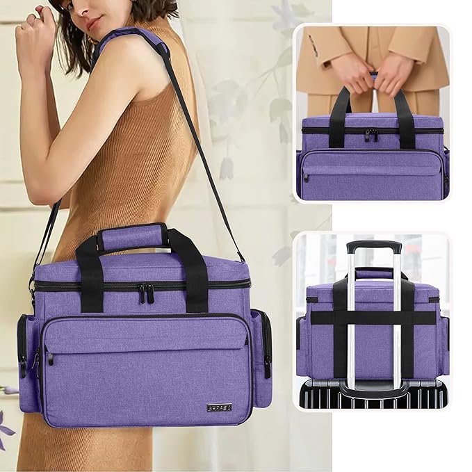 BAFASO Large Makeup Bag with 2 Removable Pouches and Detachable Dividers, Multifunctional Cosmetic Bag to Keep Makeup and Hair Supplies (Patent Pending), Purple