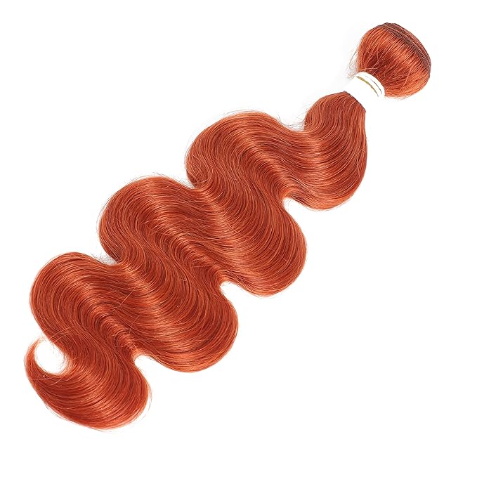 REMY HAIR Human Hair Bundle Body Wave #350 Burnt Orange Color 1 Bundle Double Weft Natural Wave 100% Brazilian Human Hair Bundle 95G/Pcs (24 inch)