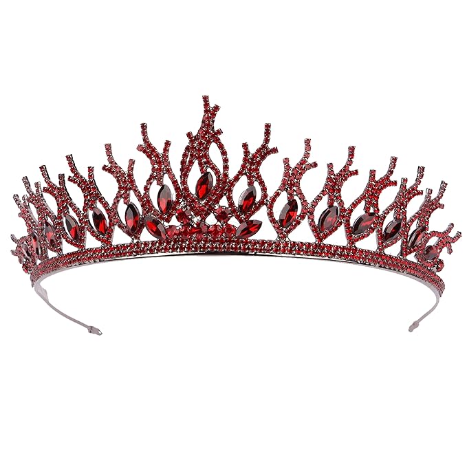 LIMELIA Women's Tiara for Henna Wedding Party|Glitter Hair Accessories for Bridal Birthday Pageant Prom Halloween Cos-play Christmas Party|Tulip-Burgundy