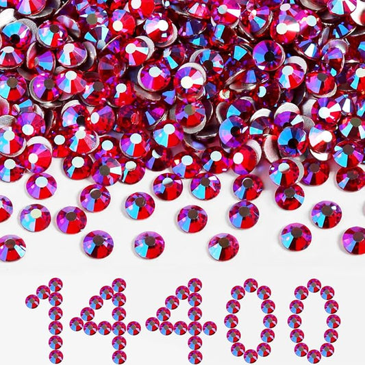 Beadsland Flatback Rhinestones Bulk,14400pcs Rhinestones for Nails Crafts Clothes DIY Decoration, Light Siam AB, SS20, 4.6-4.8mm