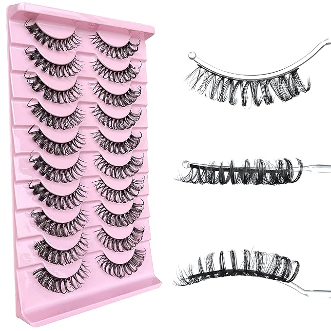 Russian D Curl Strip Lashes Fluffy False Eyelashes Natural Lashes 15-20mm Fake Lashes Pack Volume Eye Lashes 10 Pairs Faux mink lash Multipack
