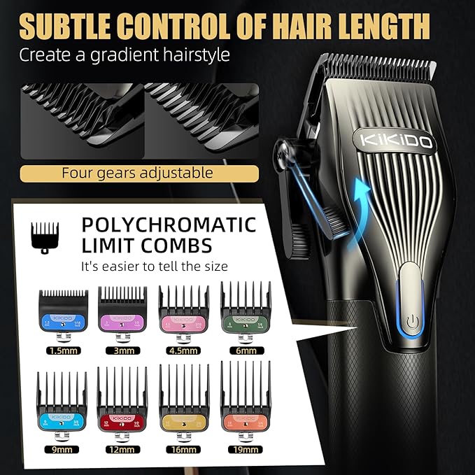 KIKIDO Professional Hair Clippers for Men,USB Rechargeable Hair Trimmer,Men's Grooming Kit for Hair, Face, Beard, for Barbers Shop & Home Use