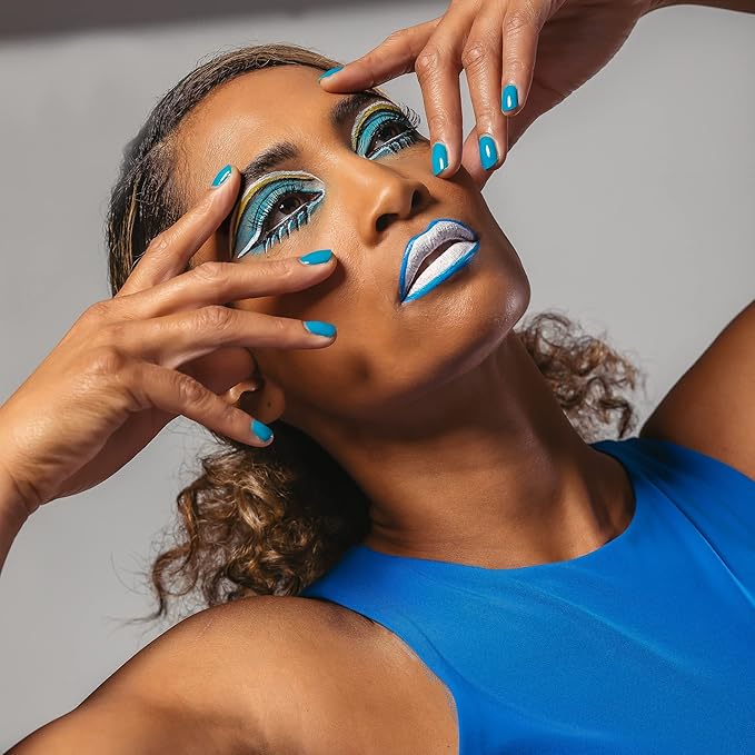 Dazzle Dry Mini Kit 4 Step System - Moon Age, A vibrant cerulean blue. Semi-sheer cream. (5 Piece Kit / 5 Manicures)