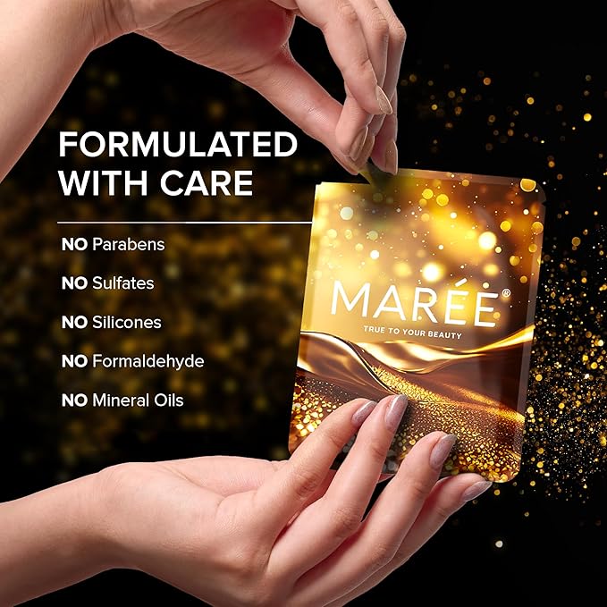 MAREE 24k Gold Under Eye Gels for Puffy Eyes and Dark Circles - Collagen & Hyaluronic Acid Skincare Gel Pads, Puffiness Treatment - Undereye Mask Patches