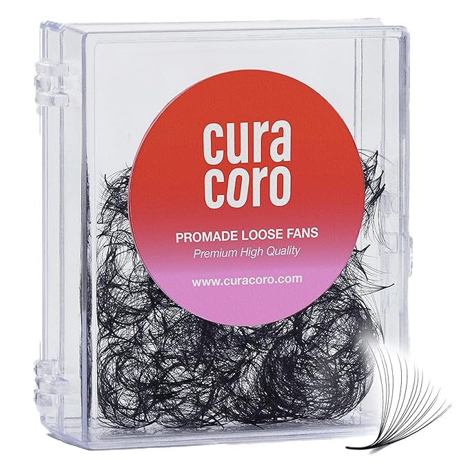 Curacoro Promade 500 Fans - 3D to 16D Handmade Volume Lash Fans, C CC D DD L M Curls, Thickness 0.03~0.1mm, 8–20mm Length, Long-Lasting Eyelash Extension Fans (12D-0.03 DD, 11mm)