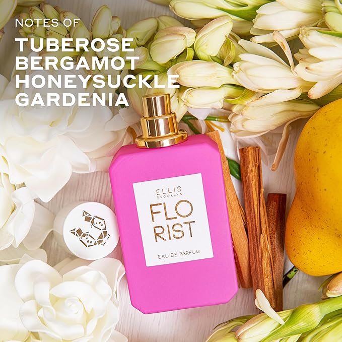 Ellis Brooklyn FLORIST Eau De Parfum - Fresh Floral Perfume For Women with Italian Bergamot, Tuberose, & Cedarwood, Vegan Perfume Made In The USA
