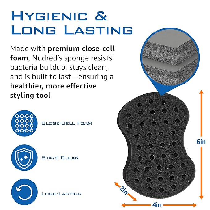 Hair Brush for Black Men and Women, Twisting Sponge for Curling Afro Style Dreads, Coils & Twists, Barber Curling Care Tool (Silver, Small Holes)