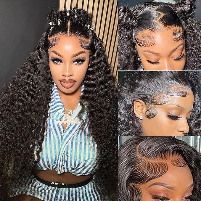 5x5 Hd Lace Closure Wigs Human Hair Water Wave 5x5 Lace Closure Wig Human Hair 180% Density Wet and Wavy Curly Wig Pre Plucked Glueless Wigs 22 Inch