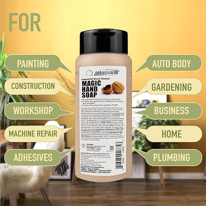 Nanoskin MAGIC HAND SOAP Industrial Hand Cleaner 13.53 Oz. – Designed to be Used Routinely for The Toughest Cleaning without Drying Out Your Hands | For Home, Garage, Office, Car Wash, Car Care Center