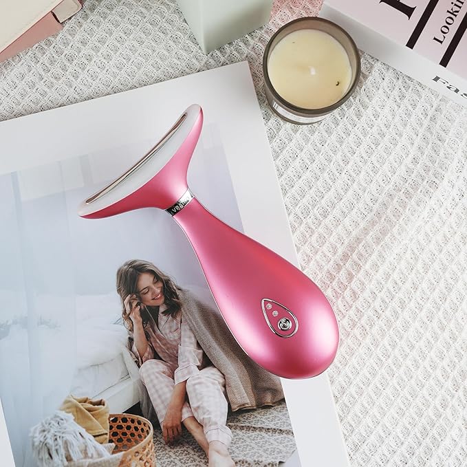 Lily Neck Face Massager, Face Sculpting Tool, 3-in-1 Facial Device with Thermal, Triple Action Care, for Enhanced Absorption Radiance Contouring Elasticity and Lymphatic Drainage (No Stand)