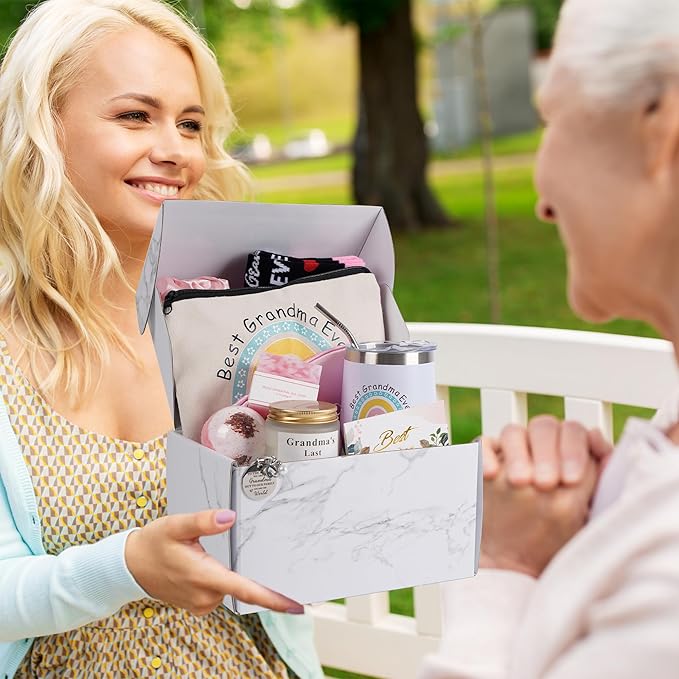 12 Pieces Grandma Gifts Box, Birthday Gifts for Grandma from Granddaughter Grandson,Nana Gifts Basket Grandma Birthday Gifts for Gigi Grandmother