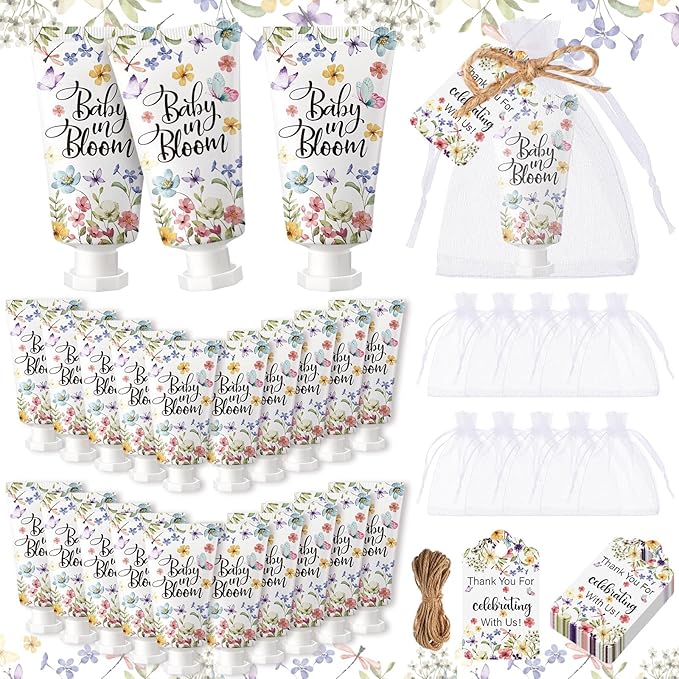 48 Sets Baby In Bloom Hand Cream Gifts Baby Shower Hand Cream Party Favors for Guests Wildflower Gift Bulk Travel Size Lotion Set for Guest