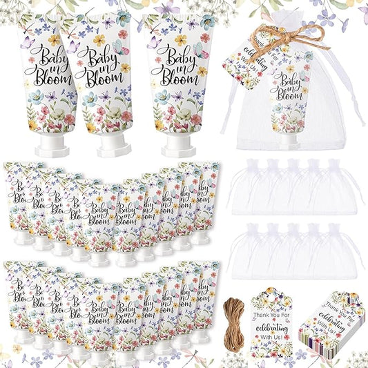 48 Sets Baby In Bloom Hand Cream Gifts Baby Shower Hand Cream Party Favors for Guests Wildflower Gift Bulk Travel Size Lotion Set for Guest