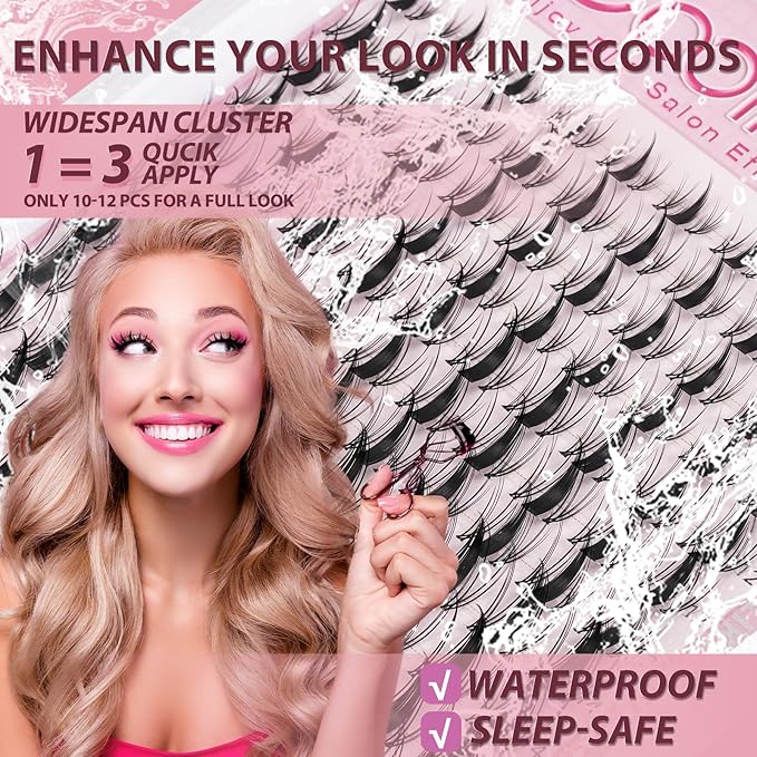 Fairy Lash Clusters 8-18mm Manga Eyelash Clusters C Curl - WideSpan DIY Eyelash Extensions Wet-Look Spiky Anime Lashes Individual Fake Eyelashes Clusters with 0.05mm Ultra-Thin Invisible Lash Band