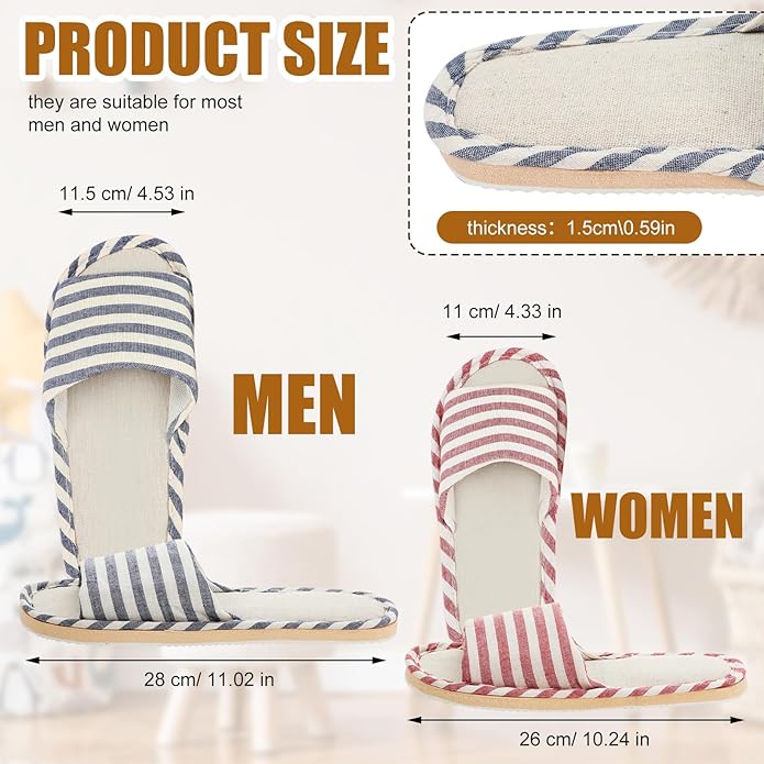 Suhine 12 Pairs House Slipper for Guests Open Toe Spa Slippers Non Slip Indoor Comfortable Breathable Home for Travel Guests Hotel Home Bedroom Unisex