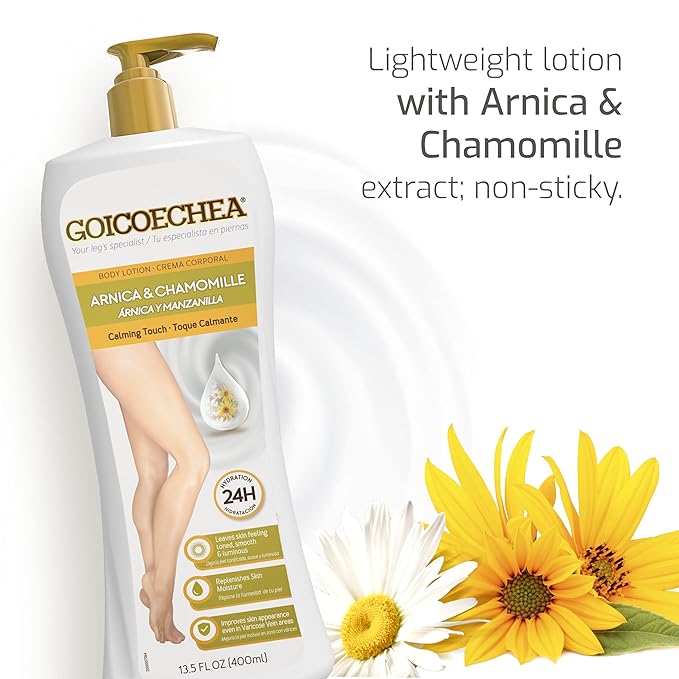 Goicoechea Calming Touch Body Lotion, Moisturizing Skin Care with Arnica & Chamomile, Varicose Veins Cream, Improves Appearance of Varicose Veins, Arnica Cream for Restful Legs, 13.5 oz (Pack of 3)