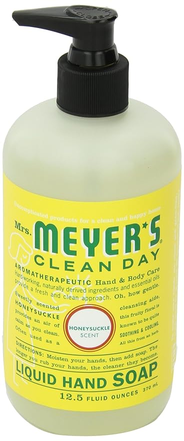 MRS. MEYER'S CLEAN DAY Hand Soap, Made with Essential Oils, Biodegradable Formula, Honeysuckle, 12.5 fl. oz - Pack of 6
