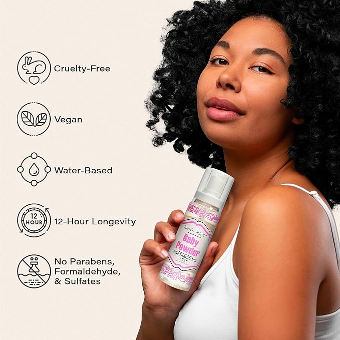 Tom's River Fine Fragrance Body & Hair Mist | Baby Powder Scented (Pack of 3) | For Daily Use | Travel-Friendly | 2 fl oz/ 60ml per Bottle