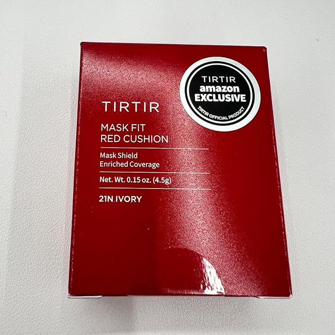 [*Mini Size*] TIRTIR Mask Fit Red Cushion Foundation | Full coverage, Weightless, Skin fit, Satin Glow Finish, Korean Makeup Cushion Foundation (#21N Ivory, 0.15 Fl Oz)