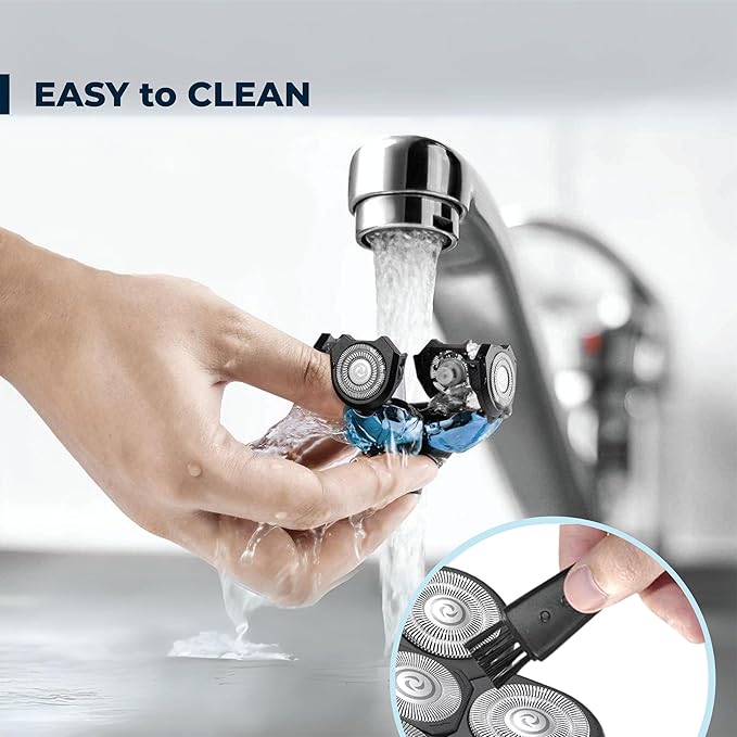 2 Pack Shaver Replacement Blades Compatible with Freedom Head Electric Razor Shaving, 5 Blades Shaver Replacement Heads for Head Shavers for Bald Men, Replacement Blades for Head Shaver Kit, 2 Brush