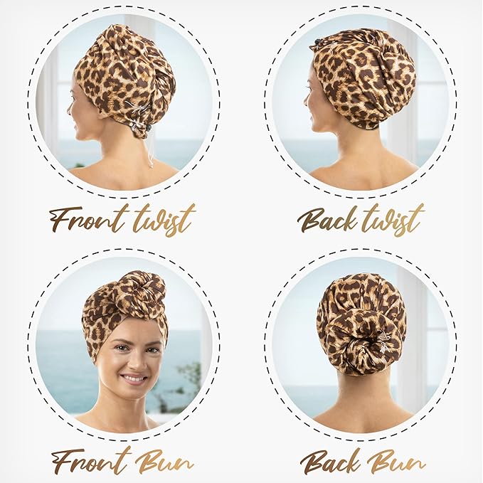 Microfiber Hair Towel Wrap for Women - Gift and Travel - Smooth like Silk - Curly, Wavy, Straight Hair Girls - Plopping Essential - Anti-Frizz, Fast Drying, Works Better than a Cotton T-Shirt