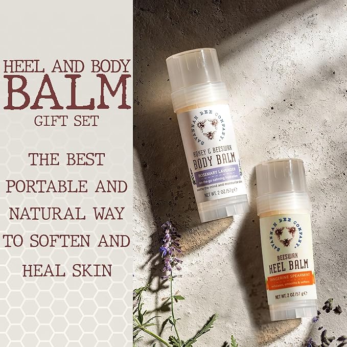 Savannah Bee Heel & Body Balm Duo Gift Set - Beeswax Heel Balm and Honey and Beeswax Body Balm, for Healthy and Hydrated Skin