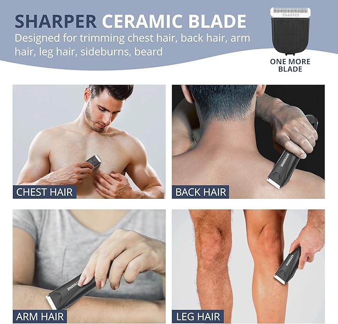Electric Body Hair Trimmer for Men: Waterproof 2-in-1 Groin Hair Trimmer for Beard Hair Chest Hair Armpit Hair Legs Hair Pubic Hair (Black-2)