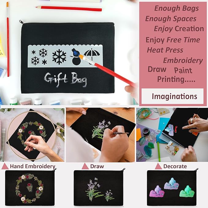 Koolmox Canvas Pouches with Zipper 8x5'', 30 pack Small Canvas Zippered Pouches Plain to Personalize DIY Crafts Vinyl Print Print, for Makeup Cosmetic Purse Pen Pencil Organizing