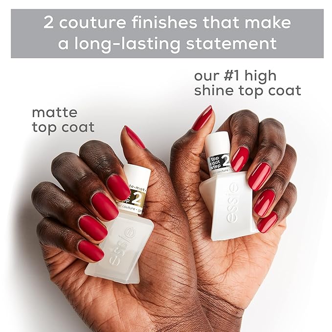 Essie Gel Couture Longwear Nail Polish + Top Coat Kit, Scarlet Red Nail Polish, Rock The Runway + Top Coat, Gifts For Women And Men, 0.46Oz Each