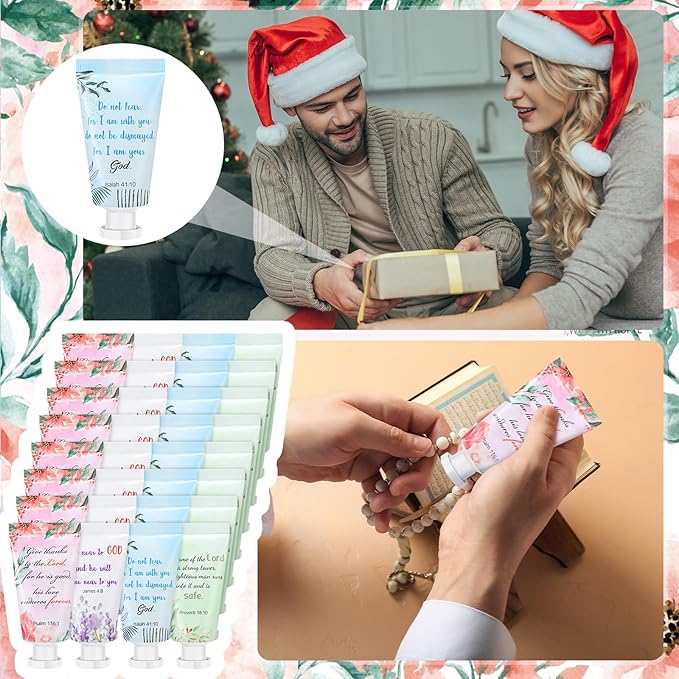 Landhoow 36 Pack Christian Hand Cream Bulk for Women Bible Travel Hand Lotion Set Graduation Religious Bible Verse Gift Set for Church Mother's Day Nurse Teacher Wedding Homeless