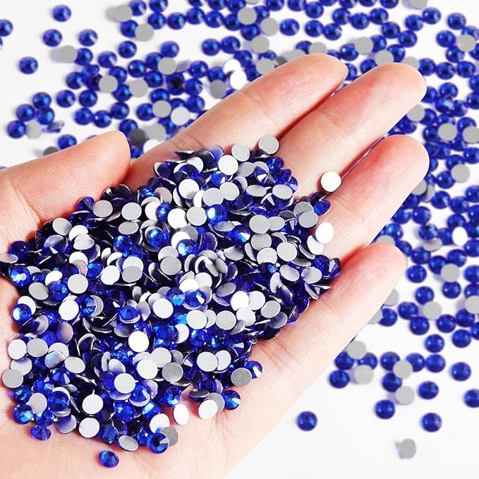 Beadsland Flatback Rhinestones Bulk,14400pcs Royal Blue Rhinestones for Nails Crafts Clothes DIY Decoration, Sapphire, SS10, 2.7-2.9mm