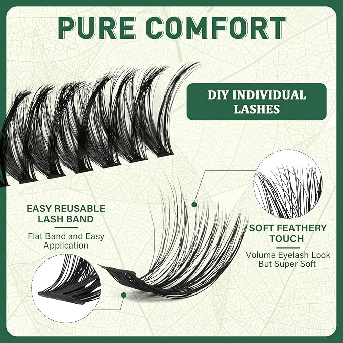 Lash Clusters 320pcs 80D C Curl 9-18MIX Super Soft Wispy DIY Eyelash Extension at Home