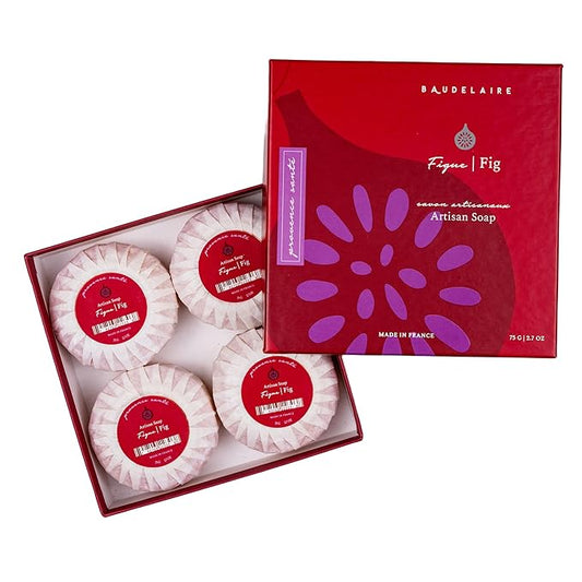 Provence Sante Luxury French Cleansing Bar - Moisturizing Shea Butter - Triple-milled Fig Fragrance, 2.7oz 4-Bar Gift Box