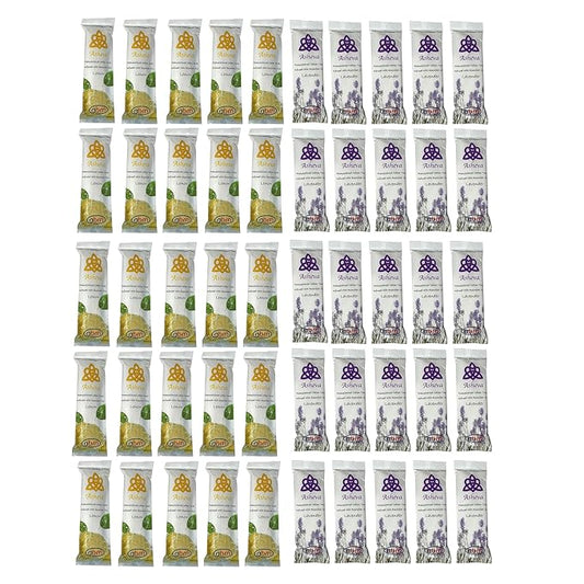 Asheva 8" x 9" Individually Wrapped Oshibori Disposable Towels - Luxurious Moist Cotton Hot/Cold Refreshment Towel - Lavender, Lemon, or Tea Tree Scents - Perfect for Spa, Travel, Dining & Events