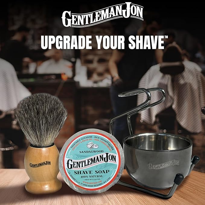 Complete Shaving Brush Kit – Old Fashion Shaving Kit for Men, Includes Shave Brush, Shave Bowl, Shave Soap & Stand, Vintage Wet Shave Mug, Barber-Style 4-Piece Gift Set