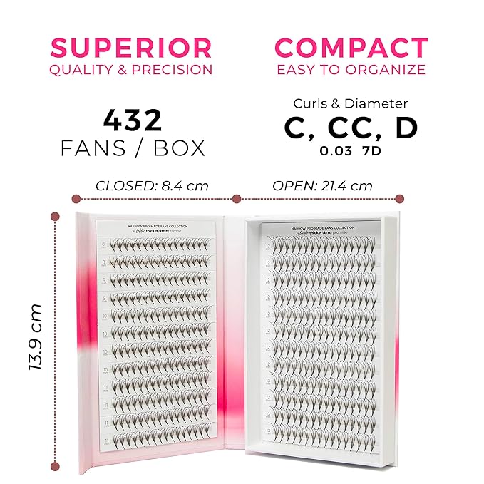 LLBA LashFolio Triple Spike Promade Fans | Handmade Volume Eyelash | Multi Selections From 5D To 10D | C CC D Curl | 0.03~0.07 mm | 8-13mm Length | Long Lasting | Easy Application (7D-0.03 CC 8-13mm)