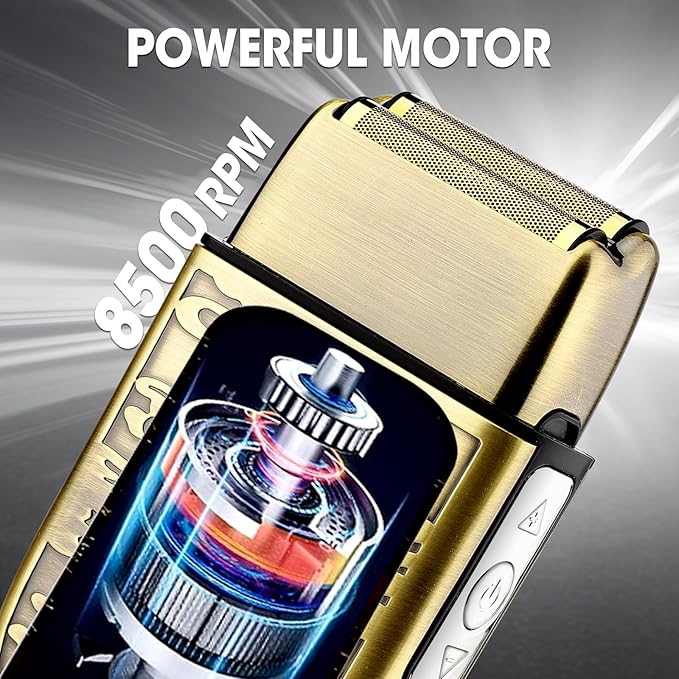Electric Shavers for Men,3-Speeds Electric Razor,Head Shavers for Bald Men,Double Foil Beard Trimmer,Barber Supplies Waterproof Shaver, Gifts (Bronze-1)