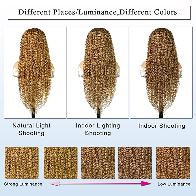 26inch Honey Blonde Wig Human Hair, Deep Wave Lace Front Wigs Human Hair #27 Color Blonde Curly 13x6 Hd Lace Front Wigs Pre Plucked With Baby Hair Lace Frontal Wig 180% Density For Black Women