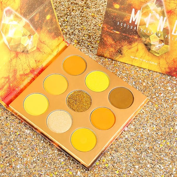 docolor Eyeshadow Palette 9Colors Yellow Eyeshadow Gemstone Shadow Palettes Highly Pigmented Mattes Shimmers Naked Smokey Glitter Cream Colorful Powder Blendable Long Lasting Waterproof Makeup Palette