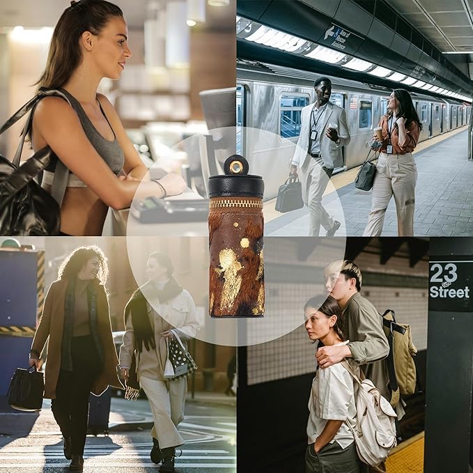 Cackatoo Genuine Leather Horsehair Lipstick Case with Keychain - Portable Travel Organizer for Lipstick and Chapstick - Stylish Key Chain Accessory for Women (Fuchsia/Beige)