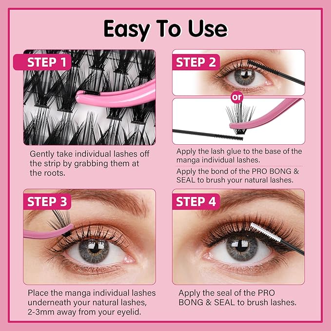 280 Pcs Individual Lashes 40D Mixed Lash Clusters Devil Style Lashes That Look Like Eyelash Extensions Wispy Lashes DIY Individual Lashes At Home (40D-D-8-16mix,Manga)
