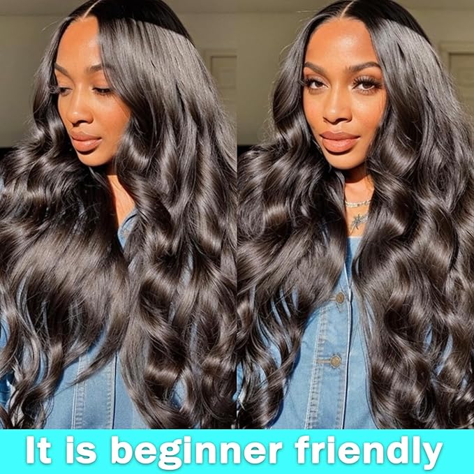 13x6 Glueless Wigs Human Hair Pre Plucked Pre Cut 28 Inch Wear and Go Glueless Wig 10A HD Body Wave Lace Front Wigs Human Hair Pre Plucked 180 Density Wigs for Women No Glue 3 Seconds for Beginners