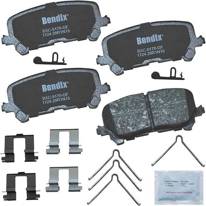 Bendix Priority1 CFC1724 Ceramic Rear Brake Pads for Acura MDX 2016-2014, Honda Passport 2023-2019, Pilot 2022-2016, Ridgeline 2023-2017