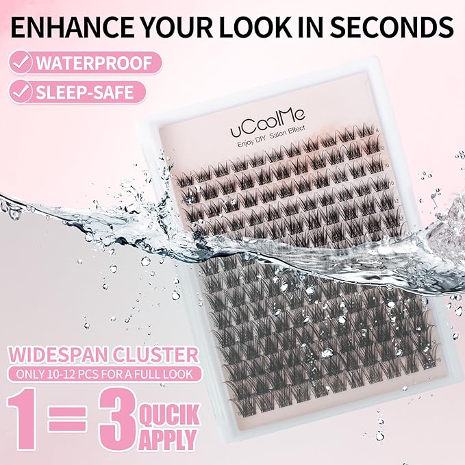 Secret Lash Clusters Natural 8-18mm Eyelash Clusters Slightly Wispy & Spike D Curl - WideSpan DIY Eyelash Extension Individual Fake Eyelashes Clusters Thin Invisible Lash Band Only Lashes