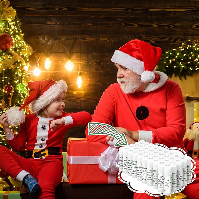 50 Pcs Lip Balm Bulk Christian Gift for Women Faith Religious Bible Verse Lip Balm Inspirational Gift Scripture Moisturizing Lip Care Product for Coworker Sister Teacher(Eucalyptus Leaf)