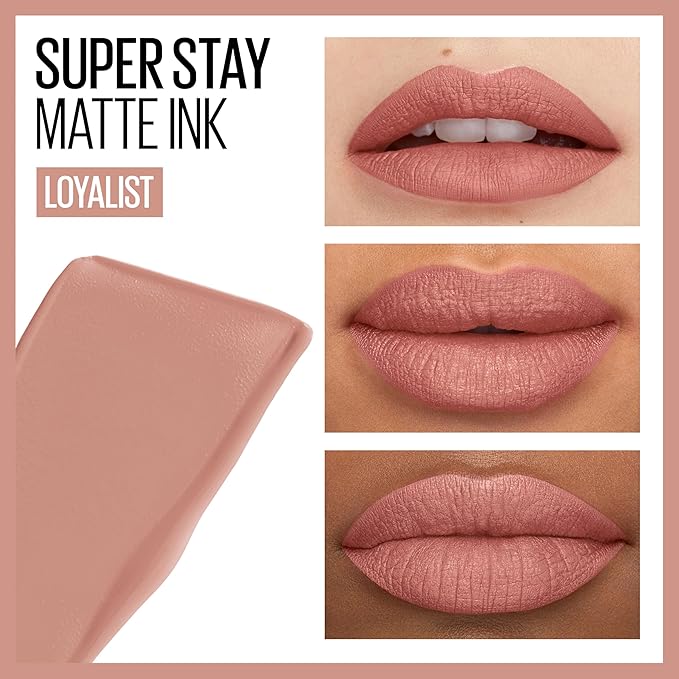 Maybelline Super Stay Matte Ink Liquid Lipstick Makeup, Long Lasting High Impact Color, Up to 16H Wear, Loyalist, Light Pink Beige, 1 Count, Packaging May Vary
