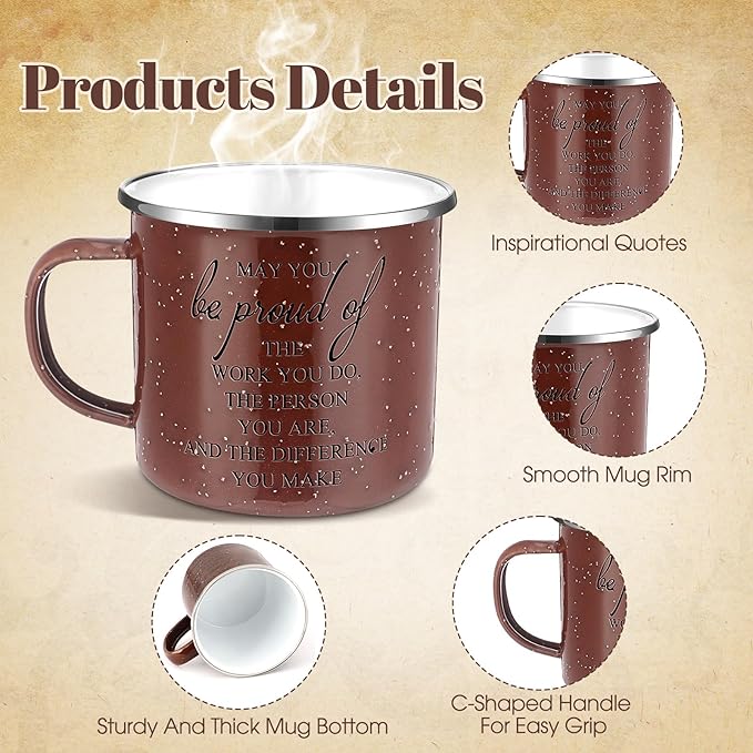 Dandat 3 Pcs Thank You Gift for Men Employee Appreciation Gift Leather Toiletry Bag 12 oz Inspirational Enamel Mug Motivational Keychain May You Be Proud Sign for Coach Men Teacher Male Staff (Brown)