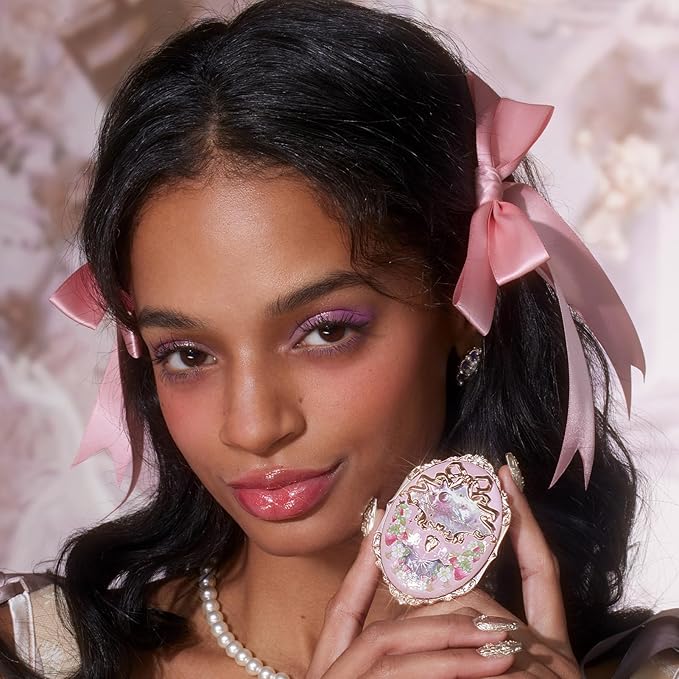 Flower Knows Violet Strawberry Rococo Embossed Blush,Pink Matte Finish,Buildable & Blendable Makeup Blush for cheeks,Soft & Long-lasting for Girls & Women(G01 Romantic Blossom,4.6g)