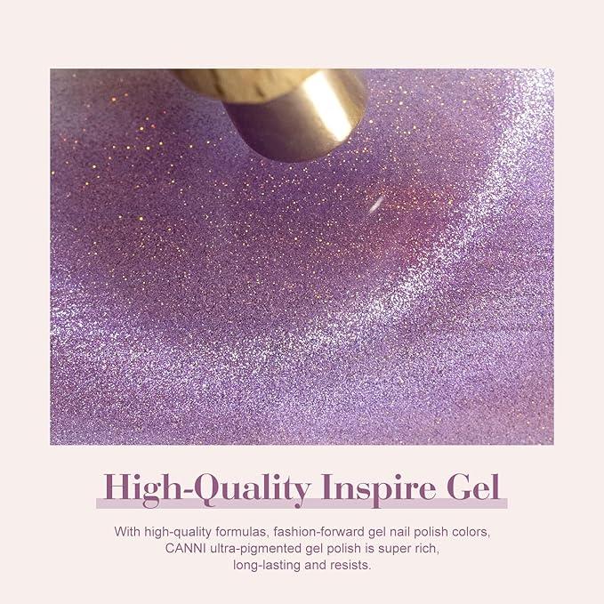 CANNI 8 Pcs 9 ML Cat Eye Gel Nail Polish Set, Pink Green Purple Silver Glitter Rainbow Holographic Cat Eye Gel Polish Kit with Magnet Shimmer Colors Nail Art Manicure Salon DIY Gifts